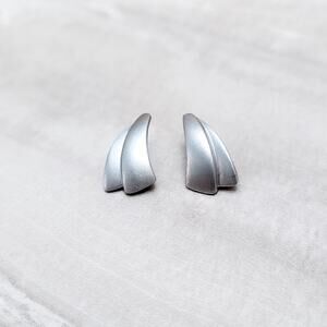 Vintage Stud Earrings Silver Tone - 7/8" - Condition Issues / Damaged